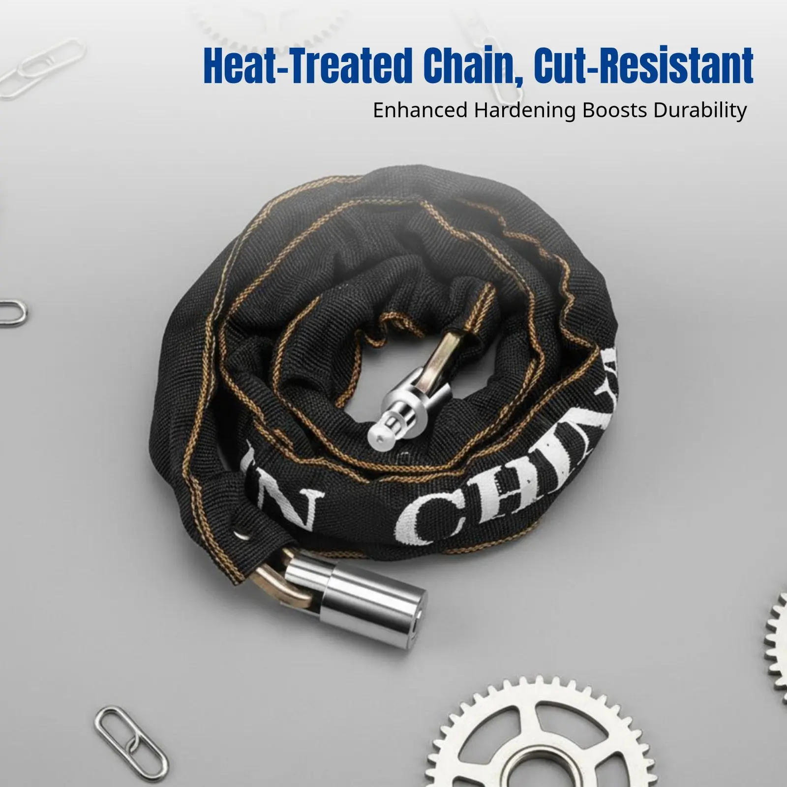 Extended Chain Lock, Heavy-Duty Anti-Theft, Thickened, Designed for Bike, Motorcycle, Door