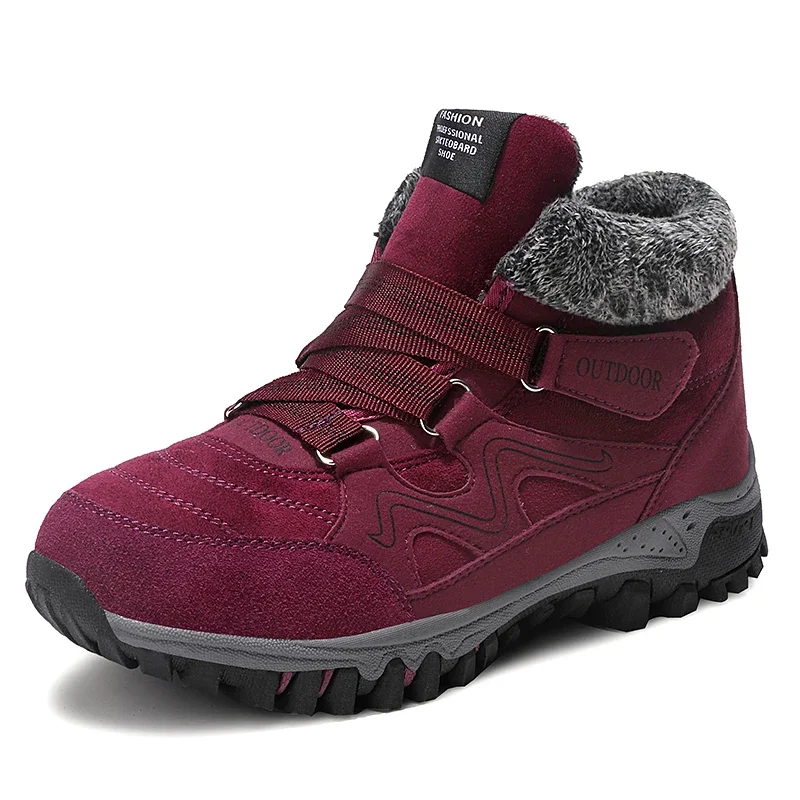 Winter Womens Snow Boots Plus Velvet Warm Ankle Boots Comfortable  Thick Bottom Hiking Shoes