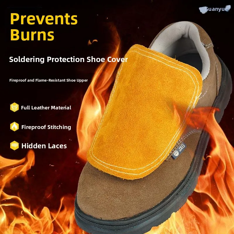 

Mild Steel Welding Shoes Covers Cowhide Anti-Flammable Wear-Resistant Heat-Insulation Shoe Covers for Welding And Cutting