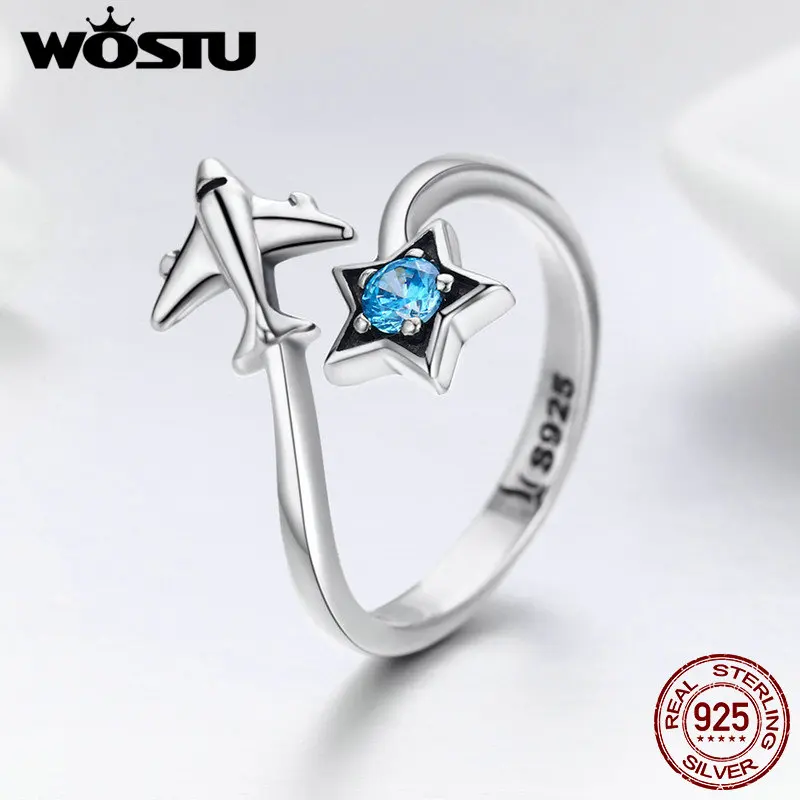 WOSTU 100% Real 925 Sterling Silver Faraway Rings For Women Party Jewelry Gift Clear CZ Adjusetable Rings CQR623