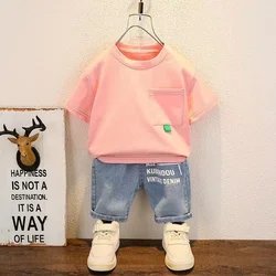 Fashion baby boys T-Shirt + Denim Shorts sets 0-6 Years Old Summer Little Children's girls Clothing suits Kids Outfits 2024 New