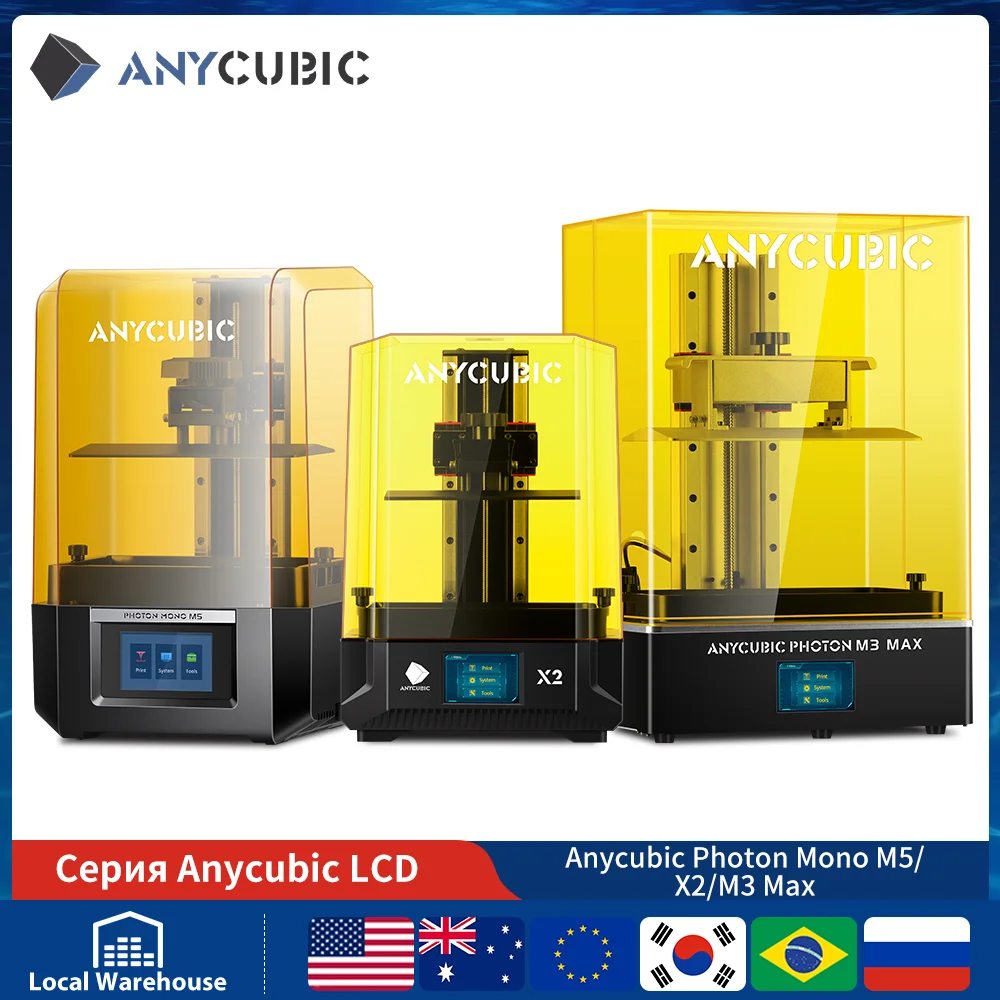 ANYCUBIC DLP SLA LCD Resin 3D Printer Photon Mono 2, X 6Ks, M5, M5s, M5s Pro, M3 Max, D2,  Mono 4, Wash and Cure 3, 3 Plus, Max