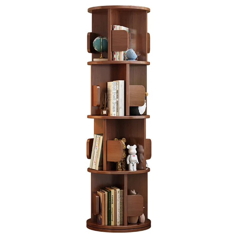 Storage Shelves Solid Wood Bookshelf Products Corner Children's Bookshelf Floor-standing Multifunctional Rotating Bookshelf