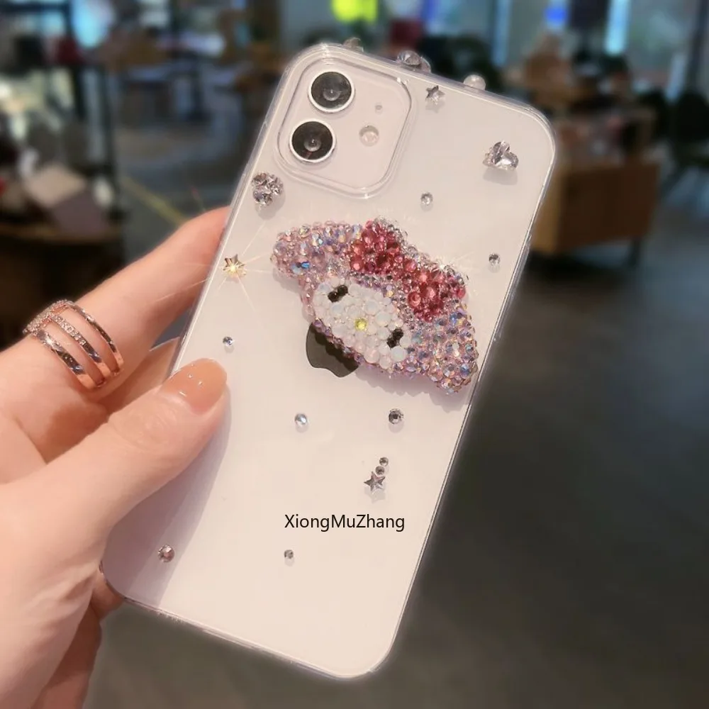 Anime Cartoon My Melody Diamant-Hülle für iPhone 16 Pro Max 15 Plus 13 14 Plus 17 Pro Max Strass Anti-Fall Kristallhülle für Mädchen – Detail 3