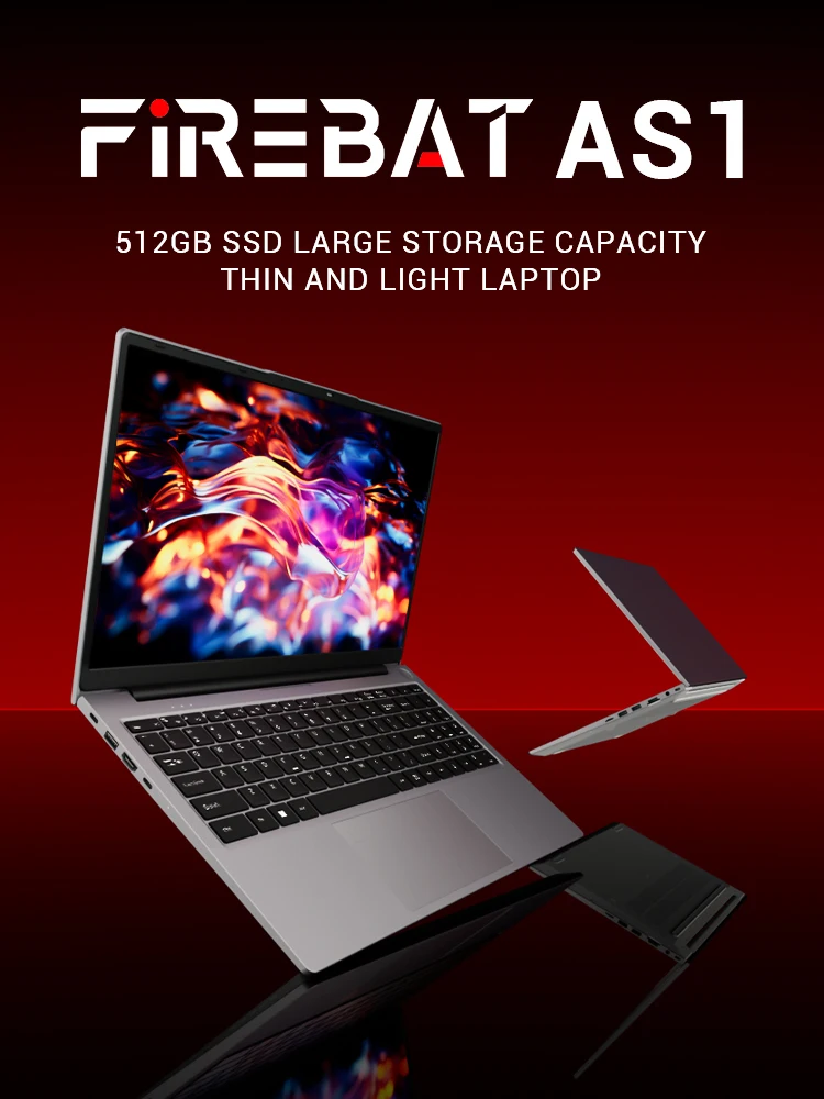 كمبيوتر محمول Firebat AS11 AMD R5 7430u CPU 16GB RAM SSD 512GB كمبيوتر أعمال خفيف الوزن Windows 15.6 بوصة كمبيوتر محمول BT5.2 WiFi6