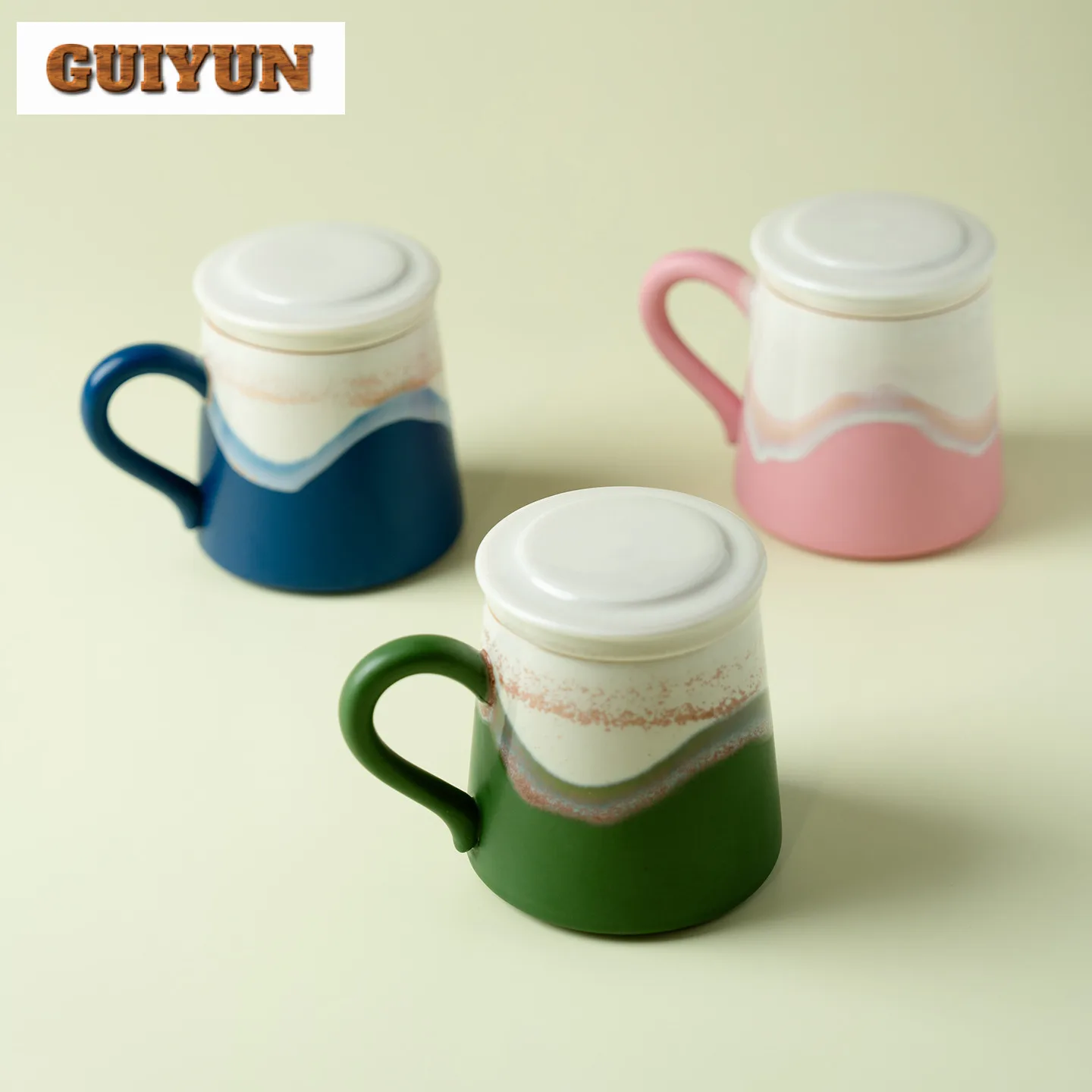 Thousand Miles Of Rivers And Mountains Filter Tea Separator Cup Vintage Tea Mug With Infuser Tea Brewing Office Water Cup Craft