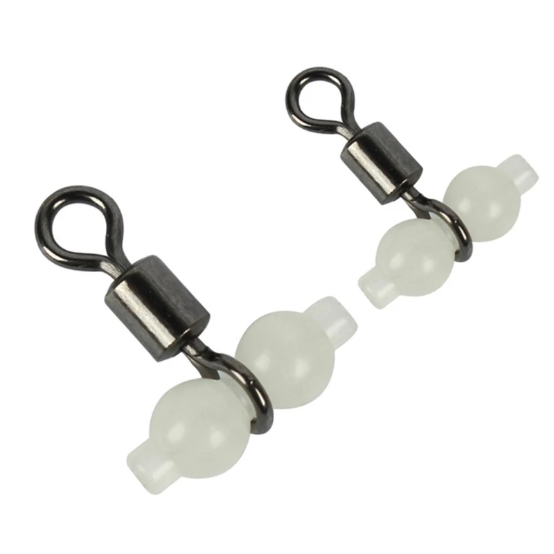 Luminous Fishing Swivels with Glow Beads Tackle for Saltwater Freshwater Fishing Swivels T-Shape Fishing Line Connectors