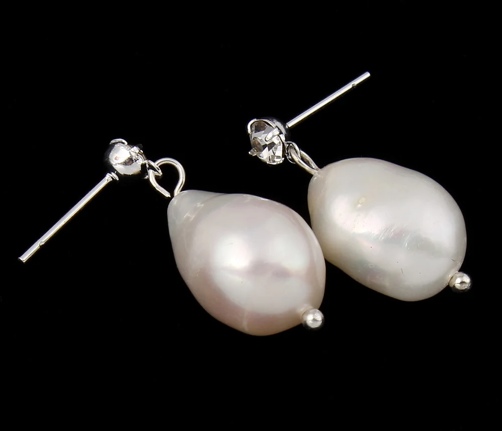 2018 New Jewelry Big Earring Natural Freshwater Pearl Earring For Women Wedding Fashion Silver color Earrings Love Gift