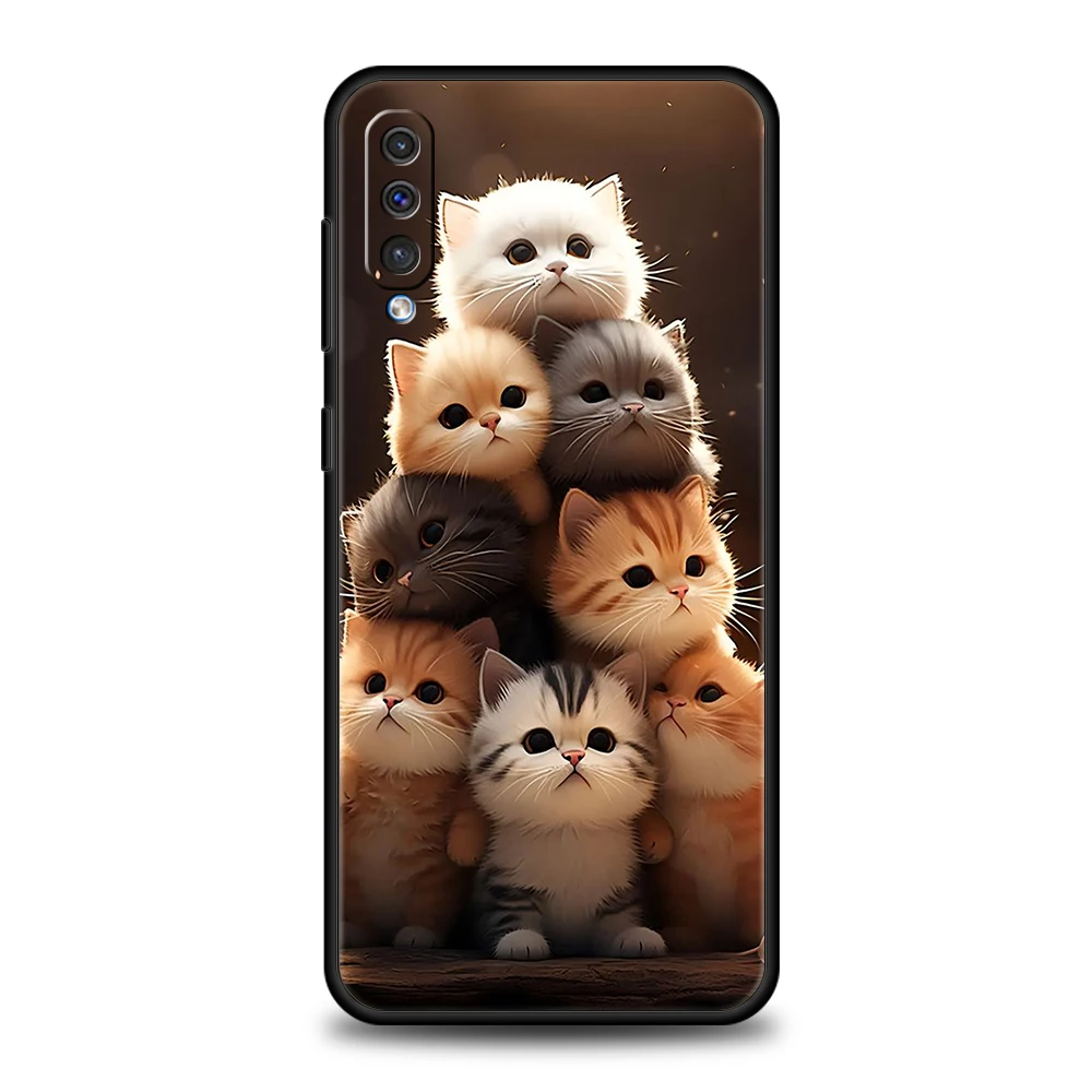 Cartoon Cute Cat Phone Case for Samsung Galaxy A24 A13 A53 A73 A33 A22 A12 A02 A03 A05 A70 A50 A10 A20 5G Silicone Cover Shell