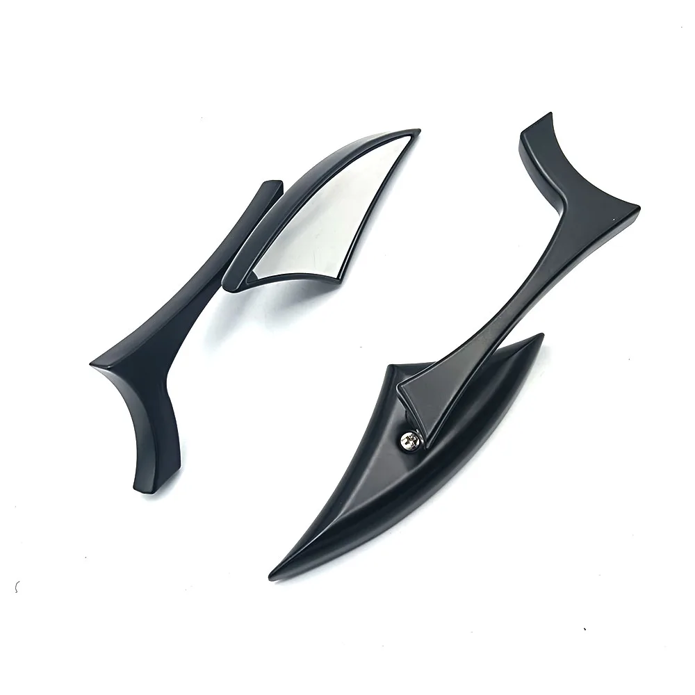 

2 шт., черное/хромированное зеркало заднего вида для мотоцикла, алюминиевый сплав, 8/10 мм, боковые зеркала с лезвием копья для Harley Cruiser, уличный спортивный велосипед