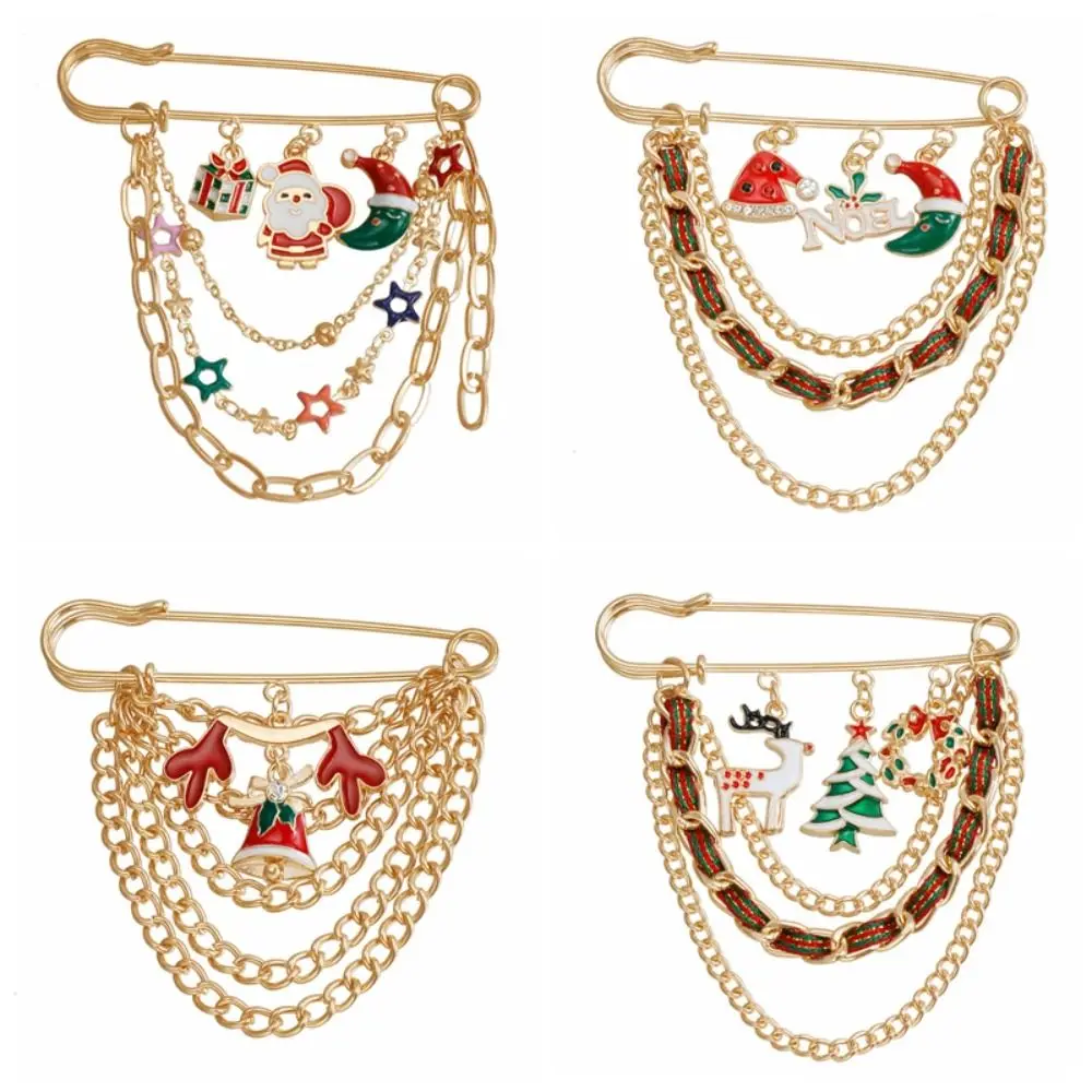 Broche de Navidad de dibujos animados delicado, copos de nieve, muñeco de nieve, Pin de cintura, hebilla fija, calcetines, vestido, chal, Clip para fiesta