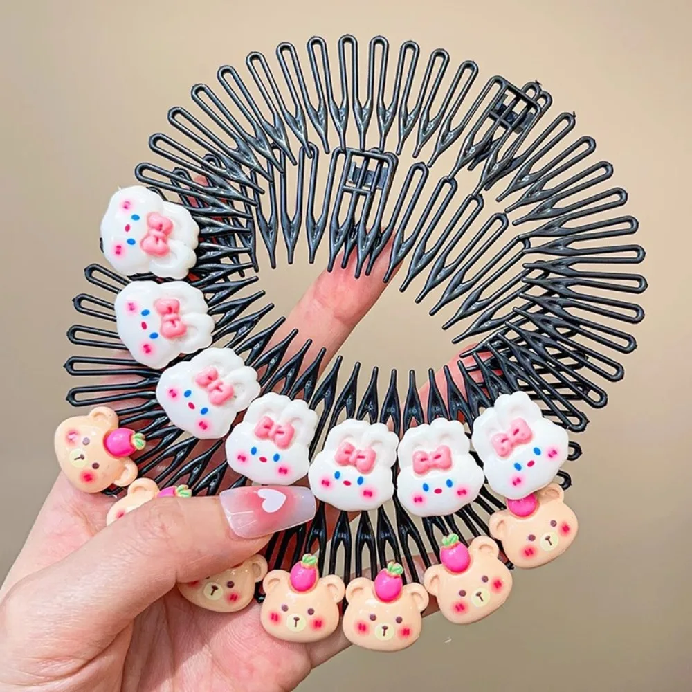 1PC Cute Colorful Cartoon Round Plastic Hair Combs For Children Girls Sweet Hair Ornament Headband Lovely Hair Accessories