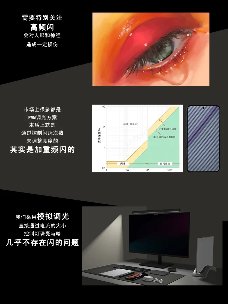 Screen light, wireless shuttle asymmetric , eye protection, Benthai-based curved surface, monitor hanging light