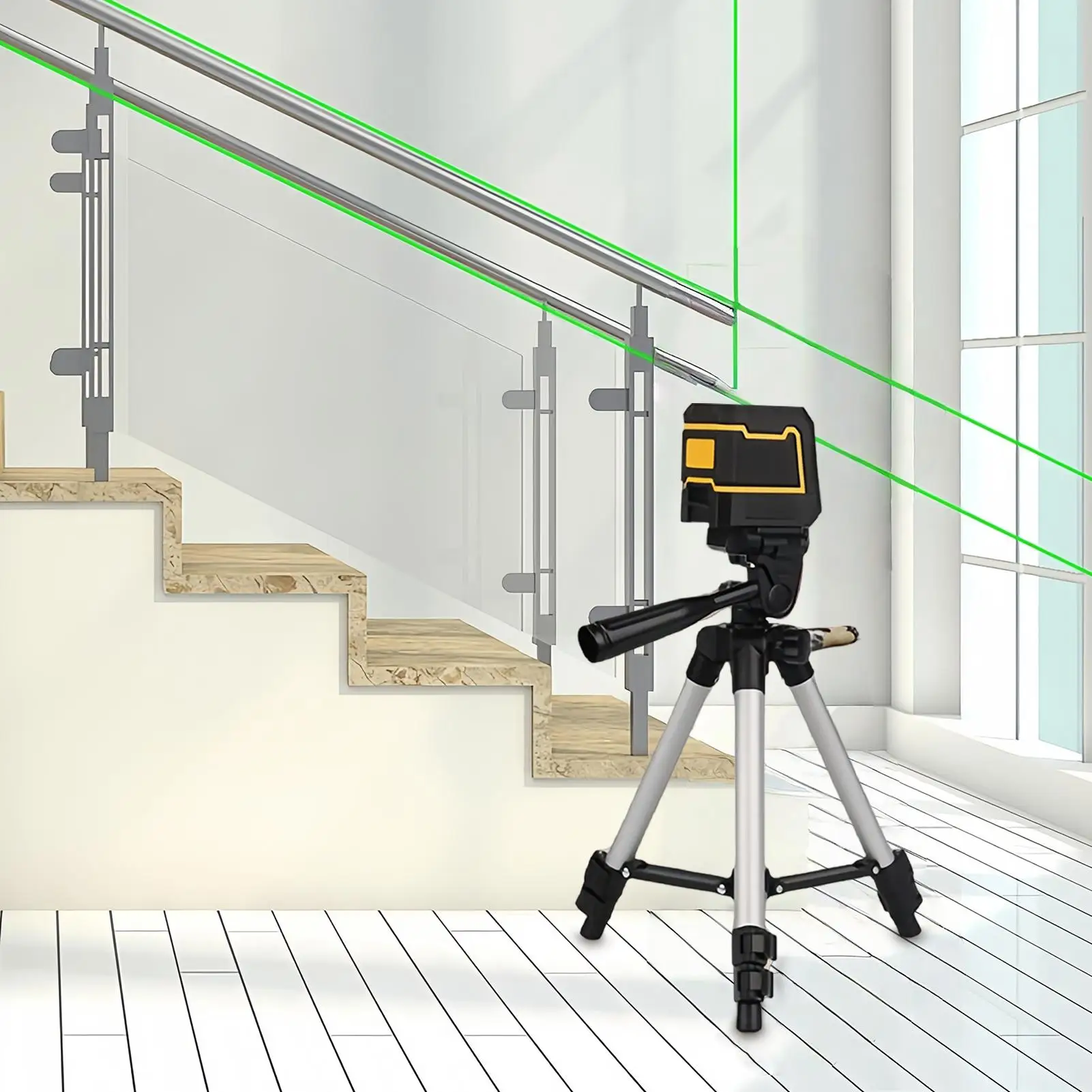 Cross Line Level With Tripod Aluminum Tripod Cross Line Level Quick Setup Kit Alignment Leveler Gadget For Installation Outdoor