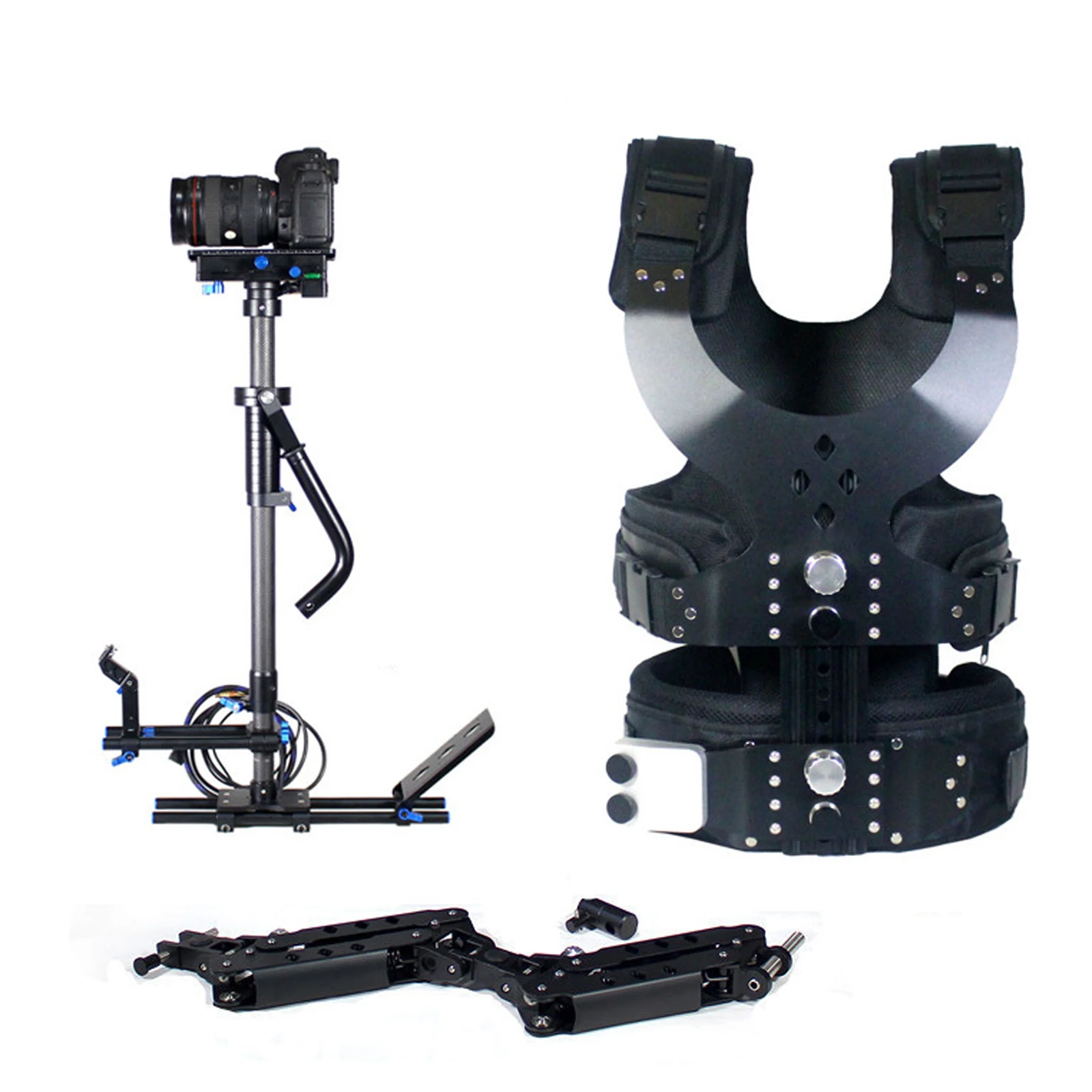 S-100 Steady-cam Set Load 2.5-15kg / 3-6kg Pro Camera Steadicam Video Carbon Stabilizers + Low-shooting for Photo Film Shooting