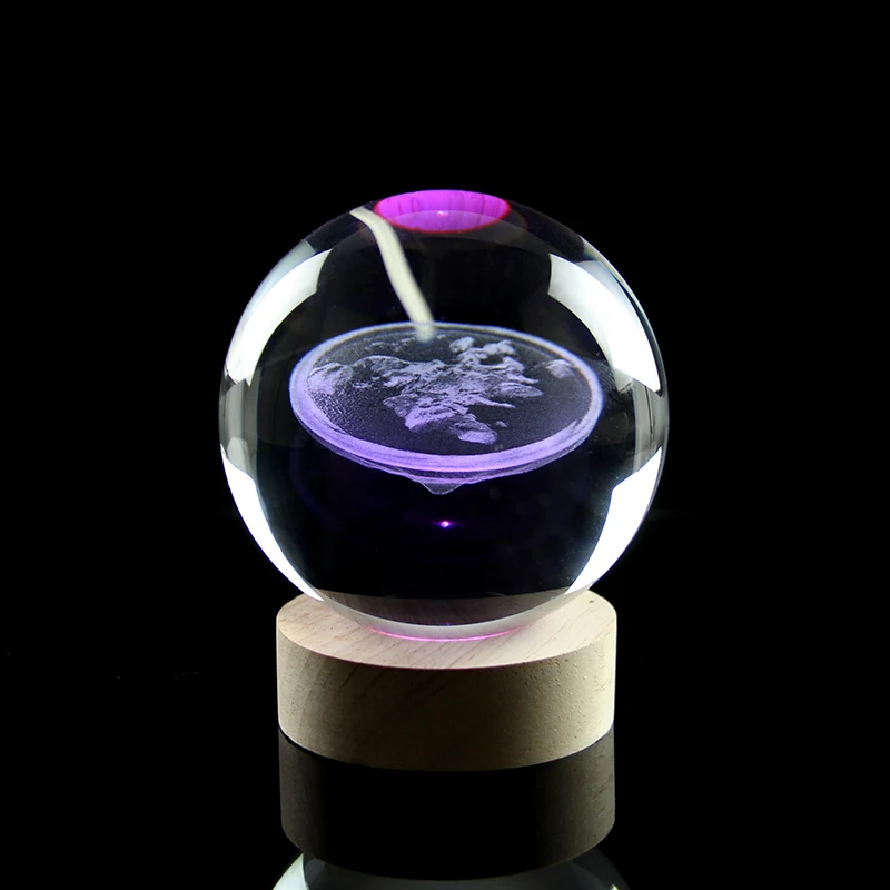 Modelo de avión de la tierra, bola de cristal con Base LED de colores, luz nocturna, recuerdo, regalos de cumpleaños, adorno de decoración del hogar