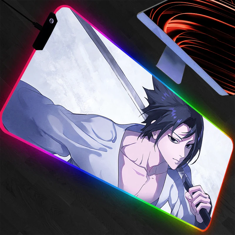 RGB Large Gaming Mouse Pad NARUTO Anime PC Computer Gamer Desk Mat Backlight XXL Laptop LED Mousepad Backlight  Animation