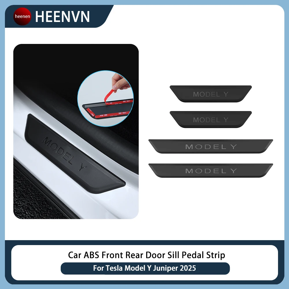 

Для Tesla New Model Y Juniper 2025 ABS передняя и задняя дверная защита на порог, защитная накладка, полоса для педали, аксессуары