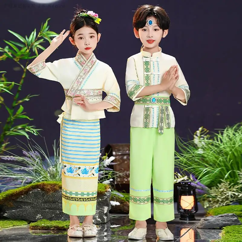 Trajes de baile Dai para niños y adultos, vestido de actuación de Festival para niños y niñas, ropa de fotografía puesta en escena de nacionalidad