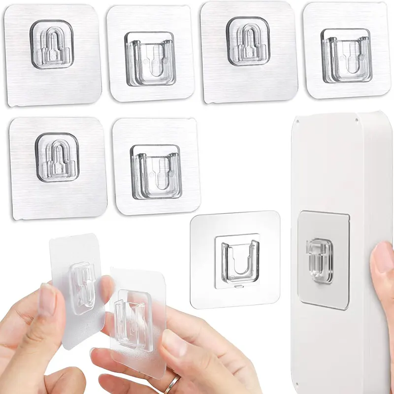 2-20Pairs Double Sided Adhesive Wall Hooks Transparent Self Adhesive Hook No Drill Sticker Storage Hangers for Bathroom Kitchen