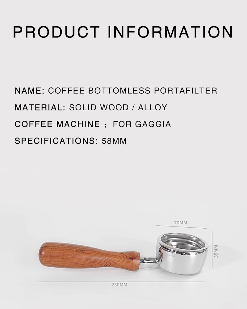 Kaffee bodenlosen Sieb träger nackt 58mm für Gaggia klassischen Ersatz Barista Espresso maschine Cafe Maschinen Zubehör – Detail 12