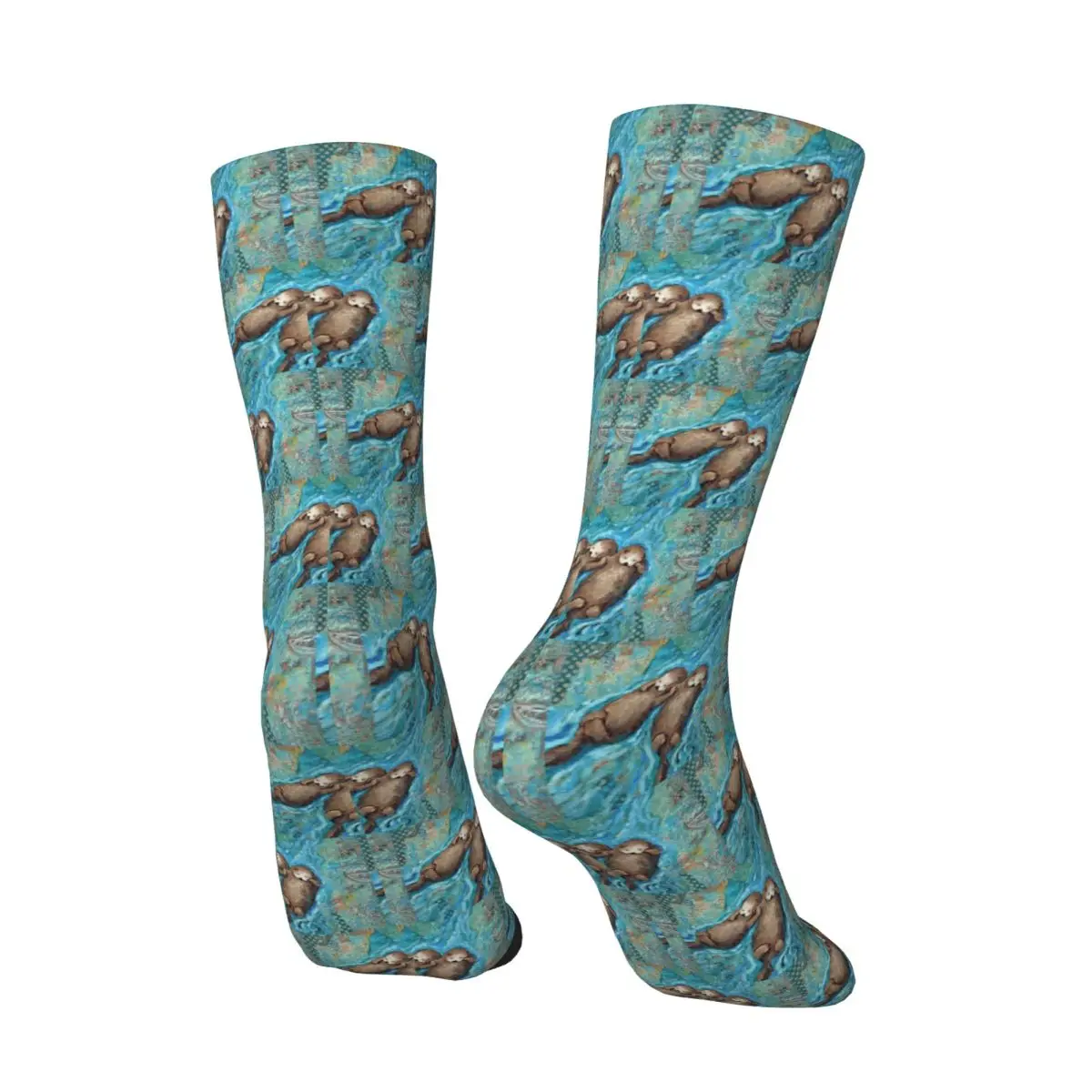 All Seasons Two Otter In The River Socks Harajuku Sport Middle Tube Socks Casual Stockings for Men Women Valentine's Day Gifts