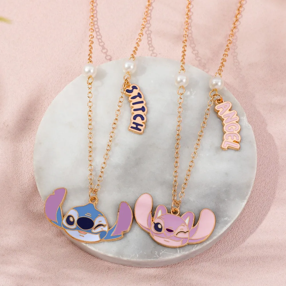 ابتسامة غرزة الملاك زوجين القلائد عشاق قلادة الأزياء والمجوهرات للنساء والرجال هدية عيد الحب #4