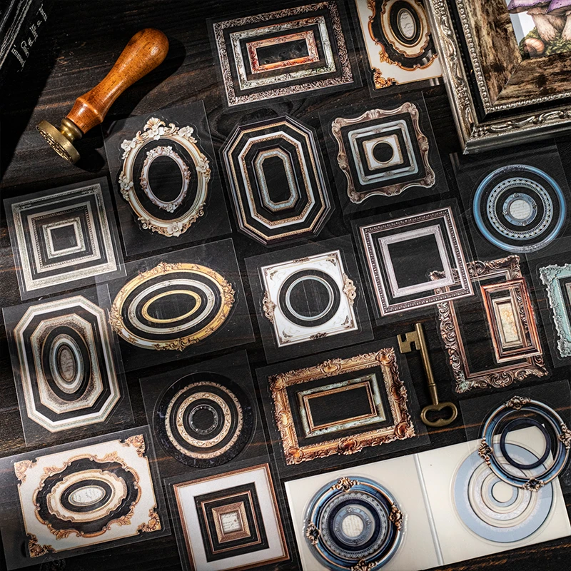 

Journal GO 18pcs Classical Gallery Vintage Baroque Border Sticker Book Creative DIY Journal Material Collage Scrapbook Decals