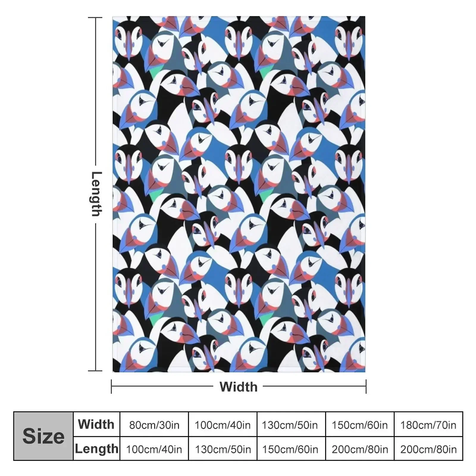 Puffins in bright blue Throw Blanket sofa bed Decorative Sofa Personalized Gift Decorative Throw Blankets