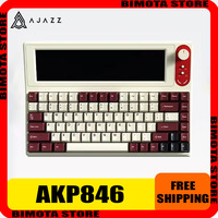 New Ajazz Akp846 Smart Display Gasket Mechanical Keyboard With 10.1-Inch Colorscreen Structure Hot Swap Pbt Keycaps Gamer Gifts