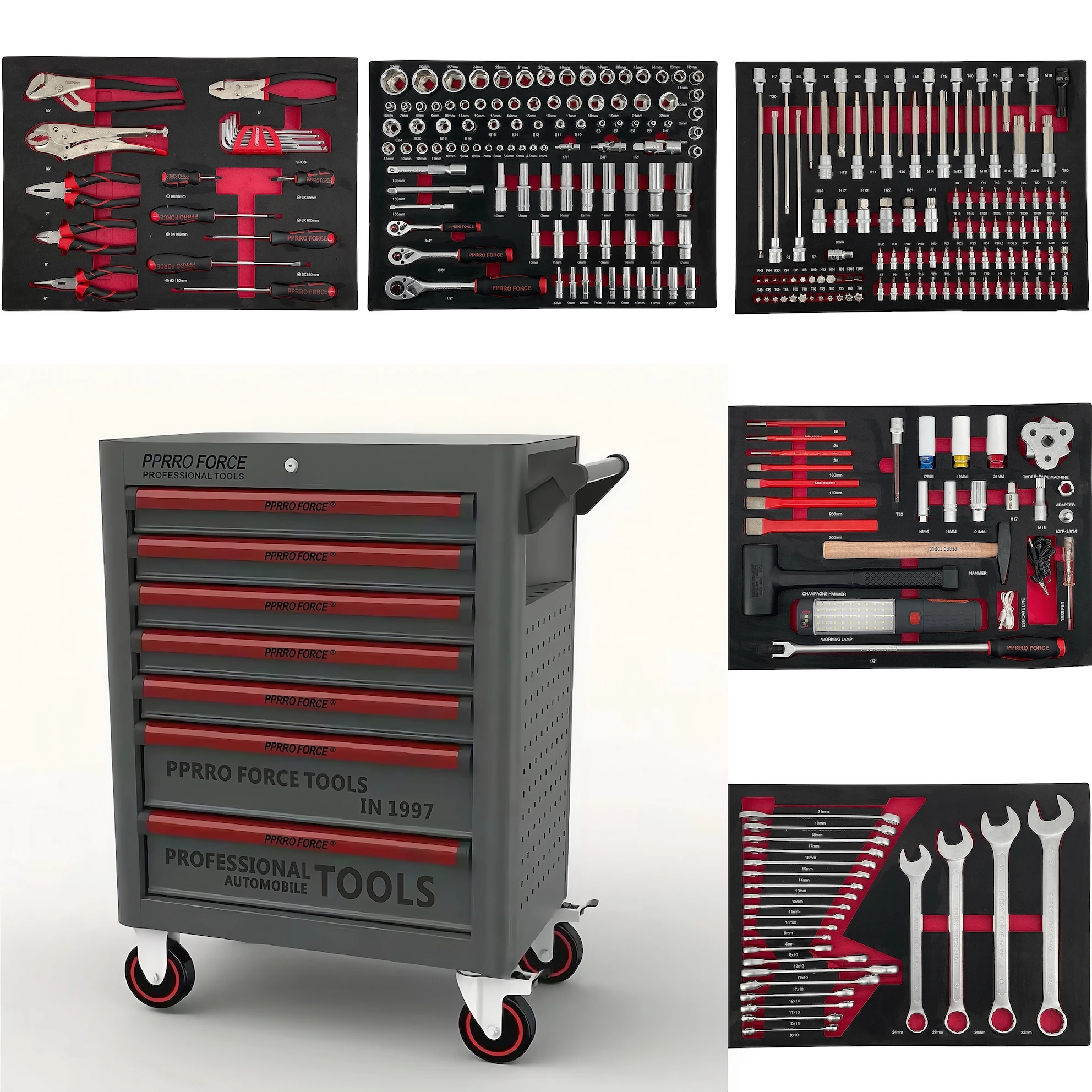 Professional Racing Tool Cabinet With 263 Pcs Longevity & Reliability Customizable OEM/ OBM Metal Tool Set For Export Sale