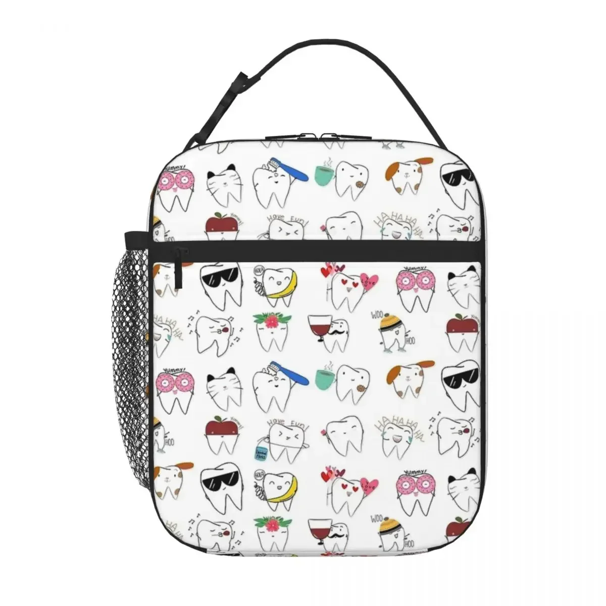 Mix-Molar Teeth Insulated Lunch Bag Thermal Bag Reusable High Capacity Tote Lunch Box Food Handbags School Travel