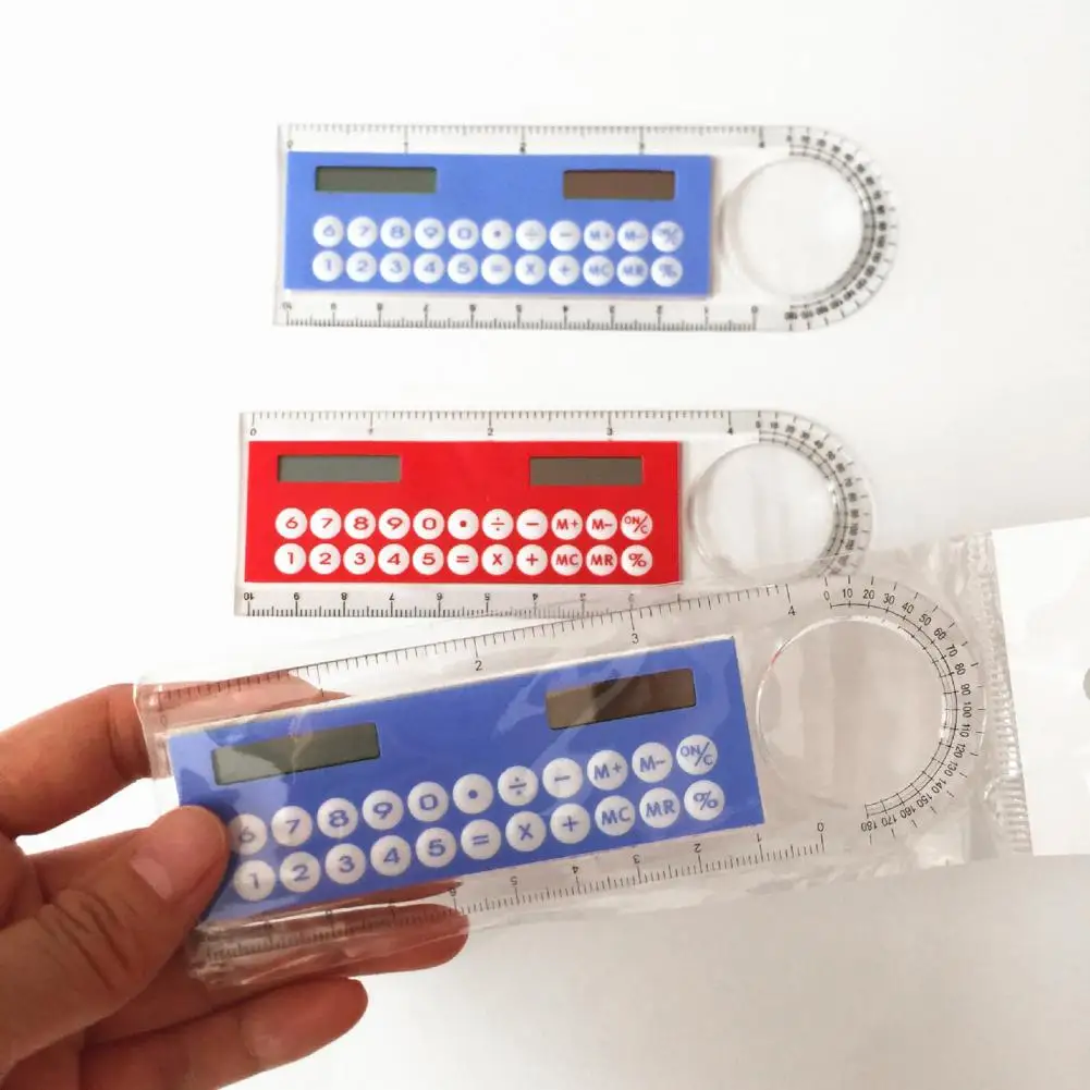 Solar Heerser Lichtgewicht Solar Heerser Rekenmachine Briefpapier Duidelijke Nummer Creatieve 3 In 1 10Cm Lengte Solar Card Heerser