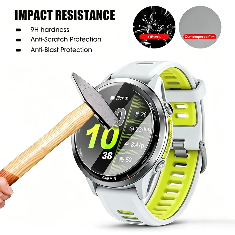 Tempered Glass Compatible For Garmin Forerunner 45 55 165 255 235 955 Screen Protector For Fenix 7 7x 6s 6x Pro Glass Film view 3