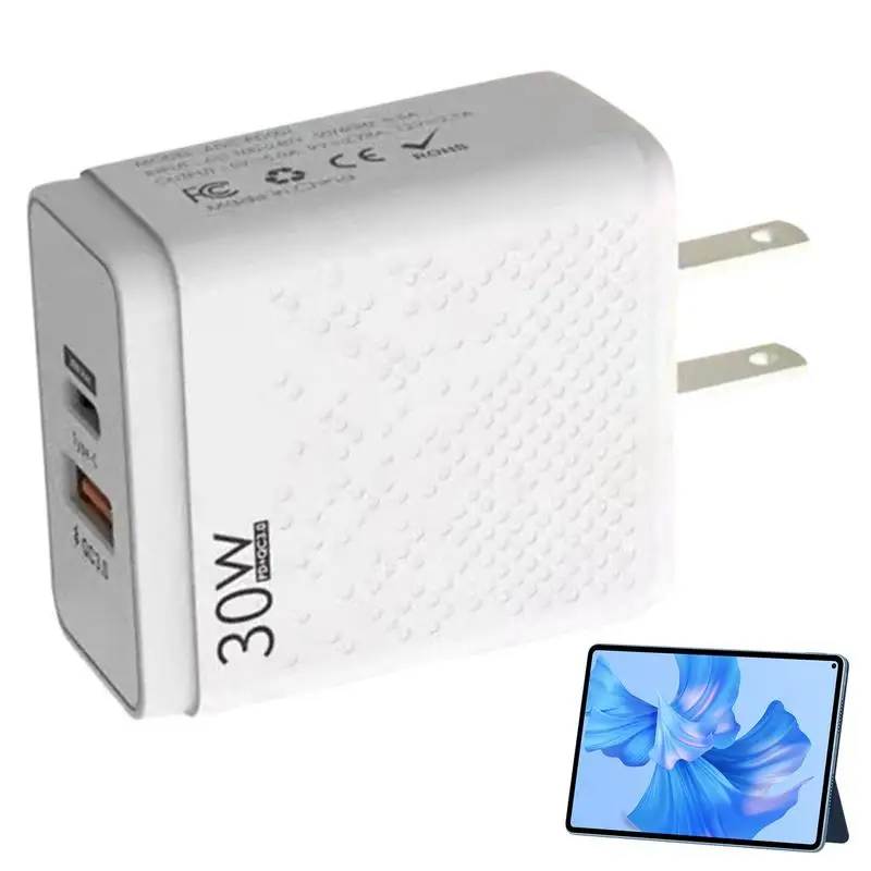 USB Power Adapter 30W Compatible Fast Charging Station With 2 Ports Cell Phone Power Adapter For Vocation Home Traveling