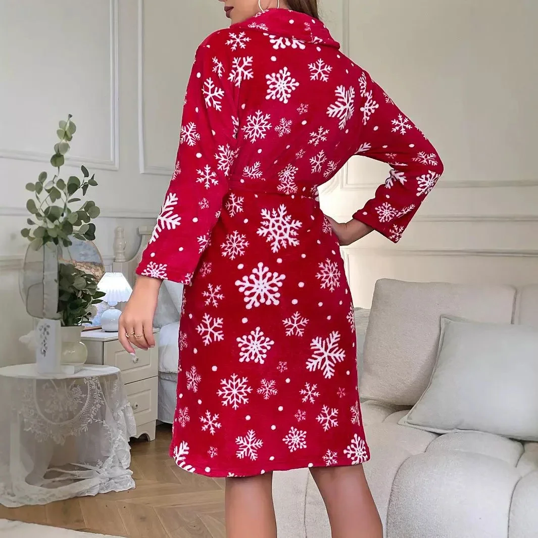 Autunno Inverno Corallo Pile lungo Accappatoio Donna Caldo Accappatoio Accogliente Kimono Doccia Vestaglie casual Camicia da notte allentata Regali di Natale