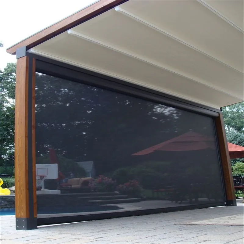 Outdoor Automation Motorized Curtains Patio Screens Pvc Waterproof Roller Blinds, Electric Outdoor Sun Shade Customizable