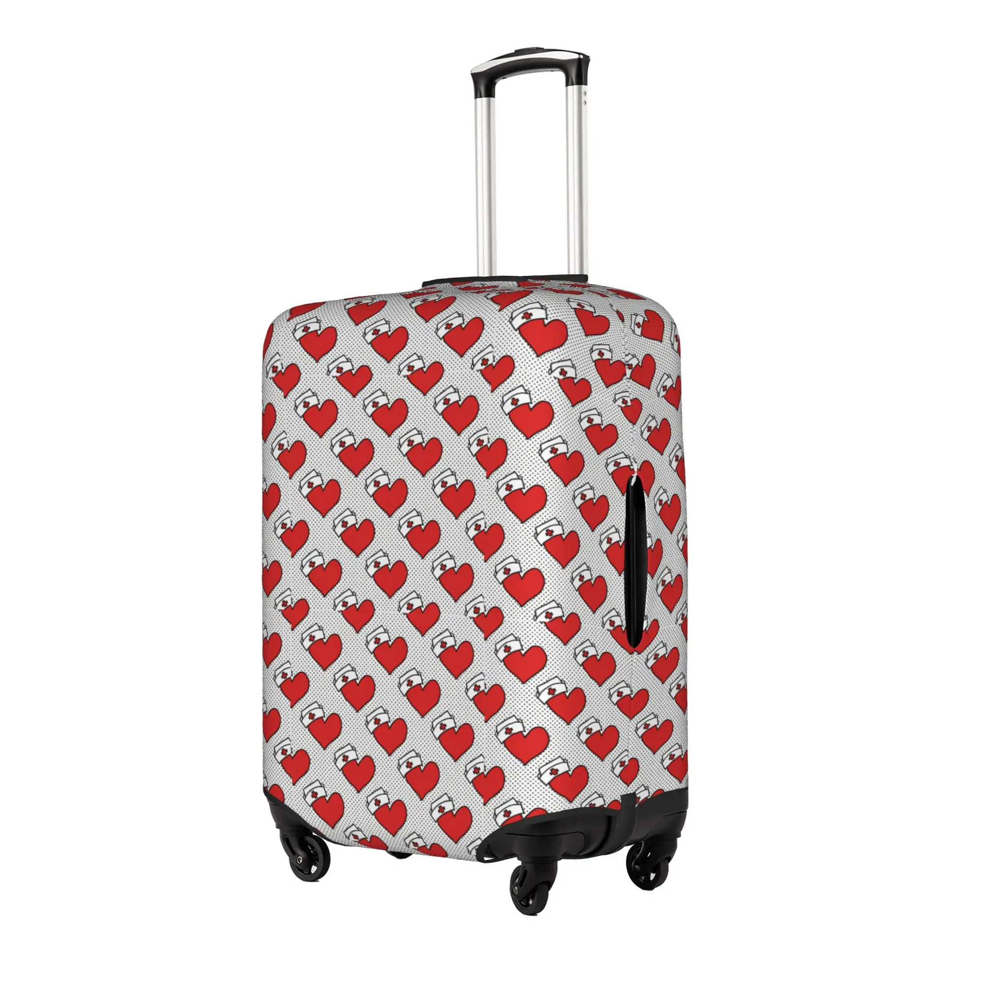 Smaller Red Valentine Hearts Nurse Cap Luggage Cover Elastic  Travel Suitcase Protective Covers Suit For 18-32 inch