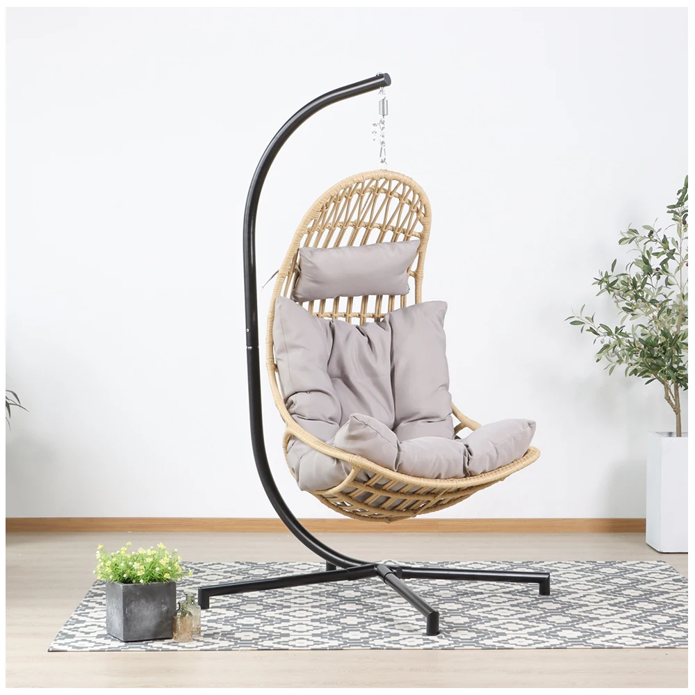 xx-Indoor Moon Shape Outdoor Hanging Chair & Patio Swings with Metal Frame-on Sale for Courtyard & Gym Use