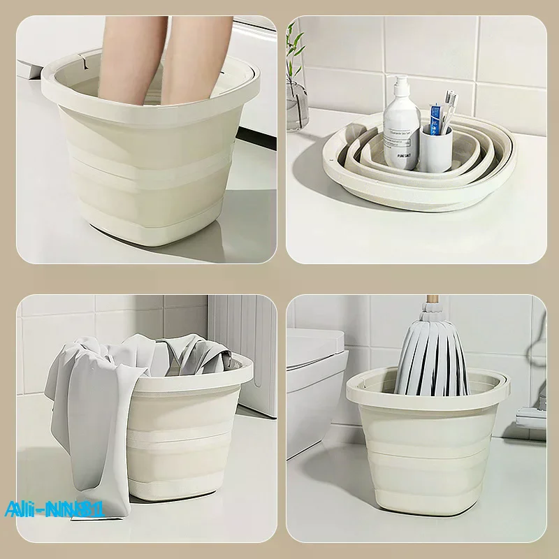 Folding Water Bucket, Large-capacity Household Multi-functional Thickened Hand-held Bucket, Outdoor Fishing Plastic Water Bucket
