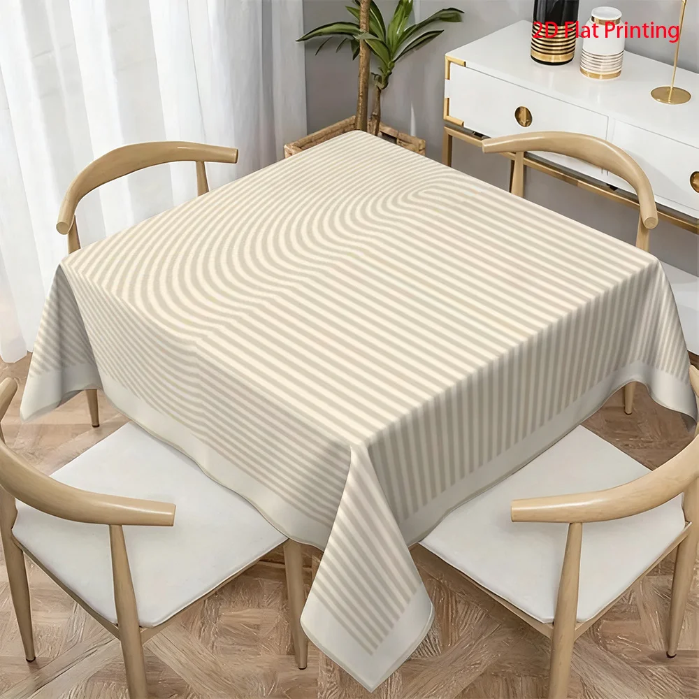 A rectangular tablecloth, thick and high-quality polyester fiber tablecloth, beige gradient color.