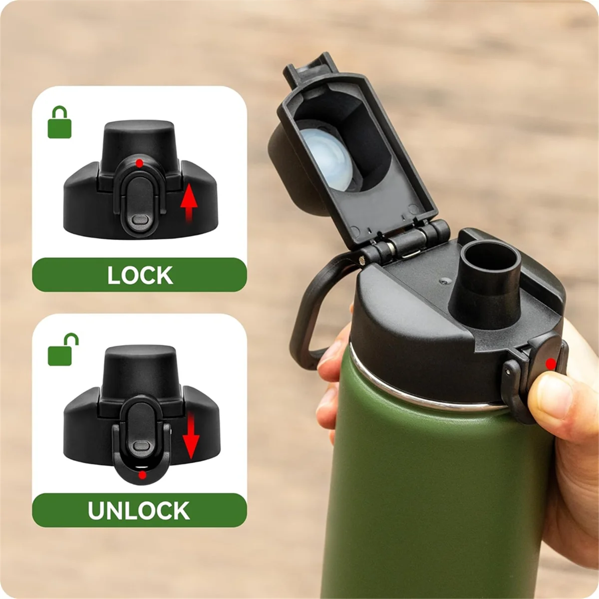 Bec de rechange pour hydroflask, couvercle rabattable automatique, bouche large, sport, eau, HI, salle de bain, T, 12 oz, 16 oz, 18 oz, 20 oz, 32 oz, 40/64 oz, 2 pièces