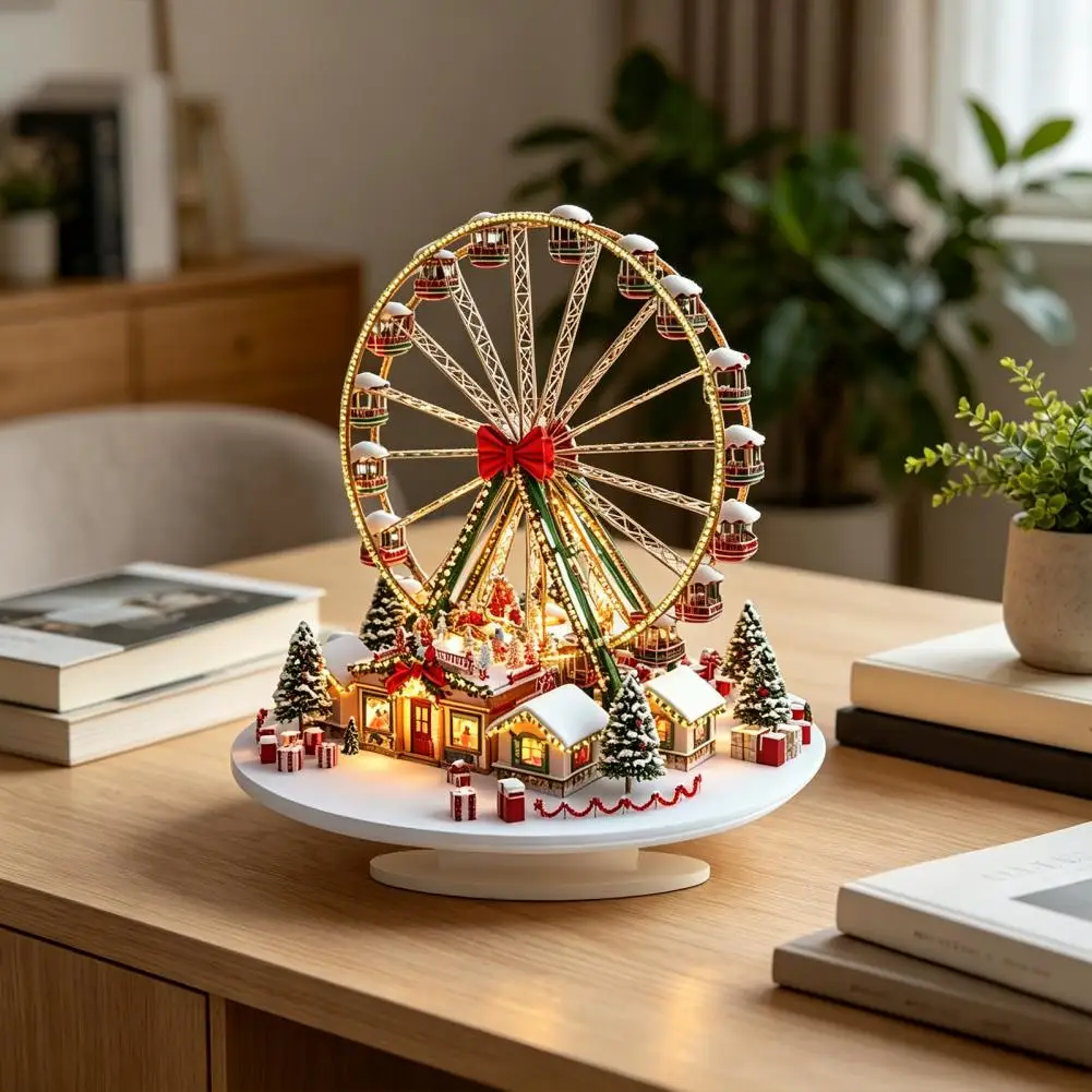 Christmas Ferris Wheel Sign Acrylic Ferris Wheel Shelf Ornaments 2D Desktop Ferris Wheel Decor Christmas Tree Decoration