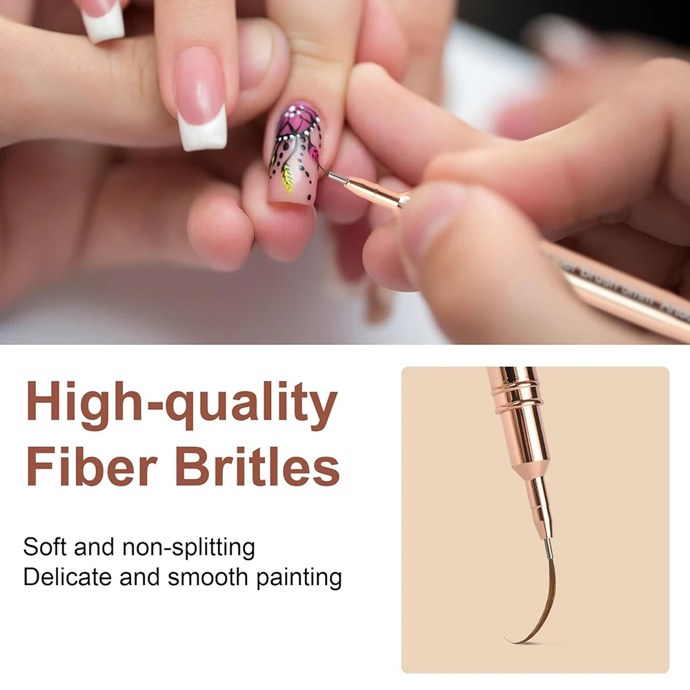 4/8/12/20/25mm Champagne Nail Art Pens Detail Liner Brushes Nail Tools Long Lines Drawing Liner Brush UV Gel Polish Painting