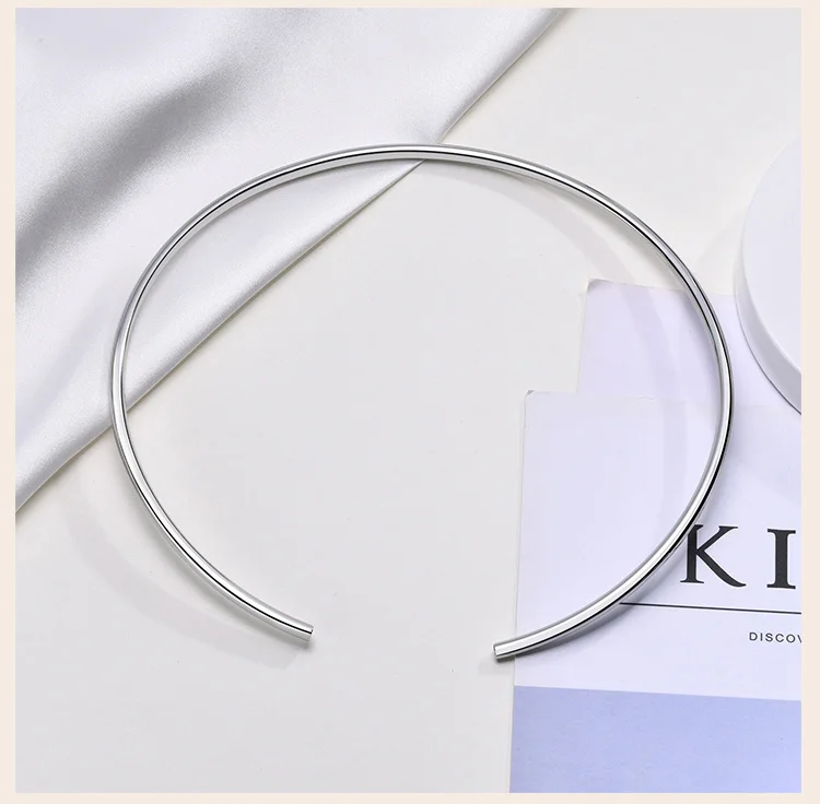 Halstulpe für Damen, offener Kragen, verstellbare Halsband-Drehmomente-Halskette, einfacher Edelstahl-Schmuck – Detail 5