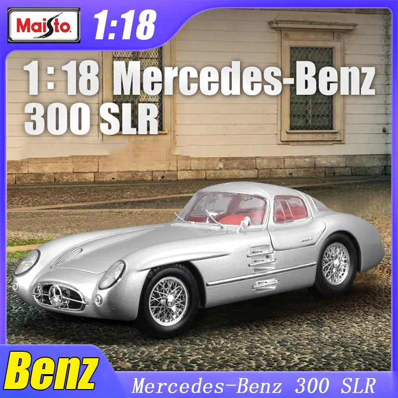 

1:18 Maisto Mercedes Benz 300 SLR Vintage Model Car Diecast Original Edition Retro Alloy Luxury Vehicle Collection Ornament Gift