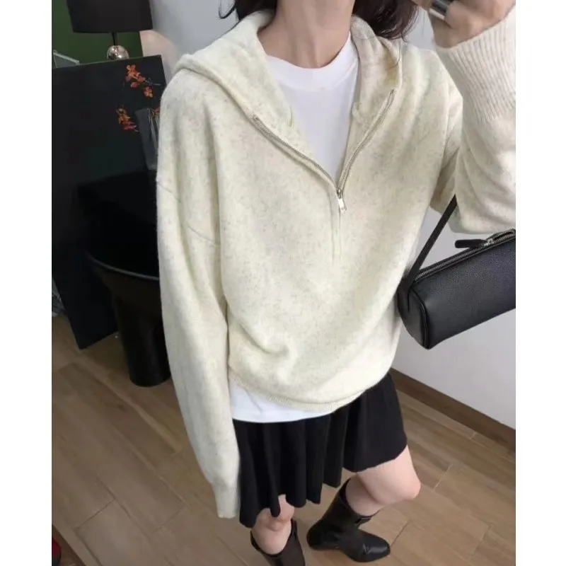 

Модный стильный и универсальный кашемировый женский свободный шерстяной вязаный свитер с длинными рукавами и лацканами осень и зима