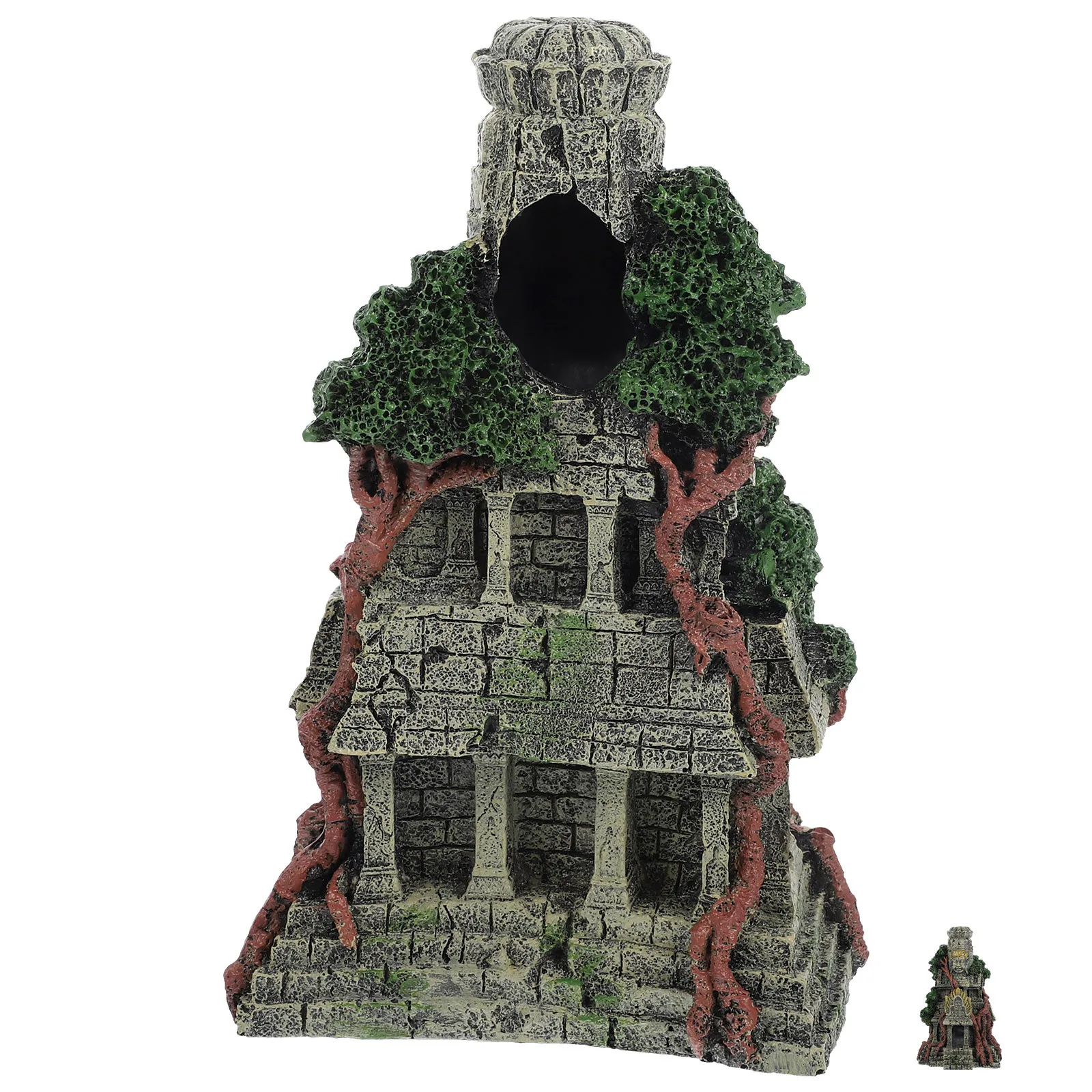 

1Pcs Resin Aquarium Temple Ornament Fish Tank Decoration Fish Hideaway Natural Style Aquarium Temple Resin Decor
