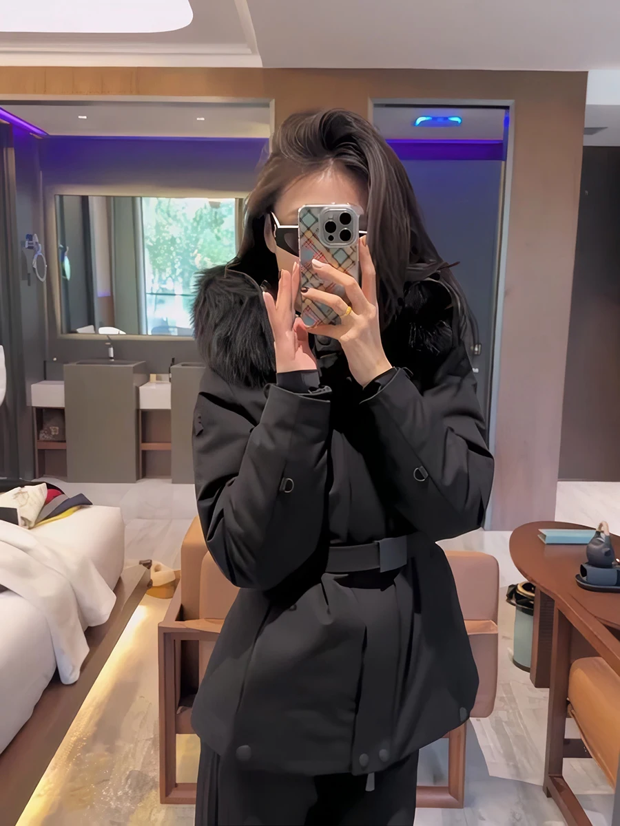 Sli Cappotto da sci Faionable da donna invernale in piuma Jaet con cuciture in vita Coreano Sle Lungo chiusura con cerniera