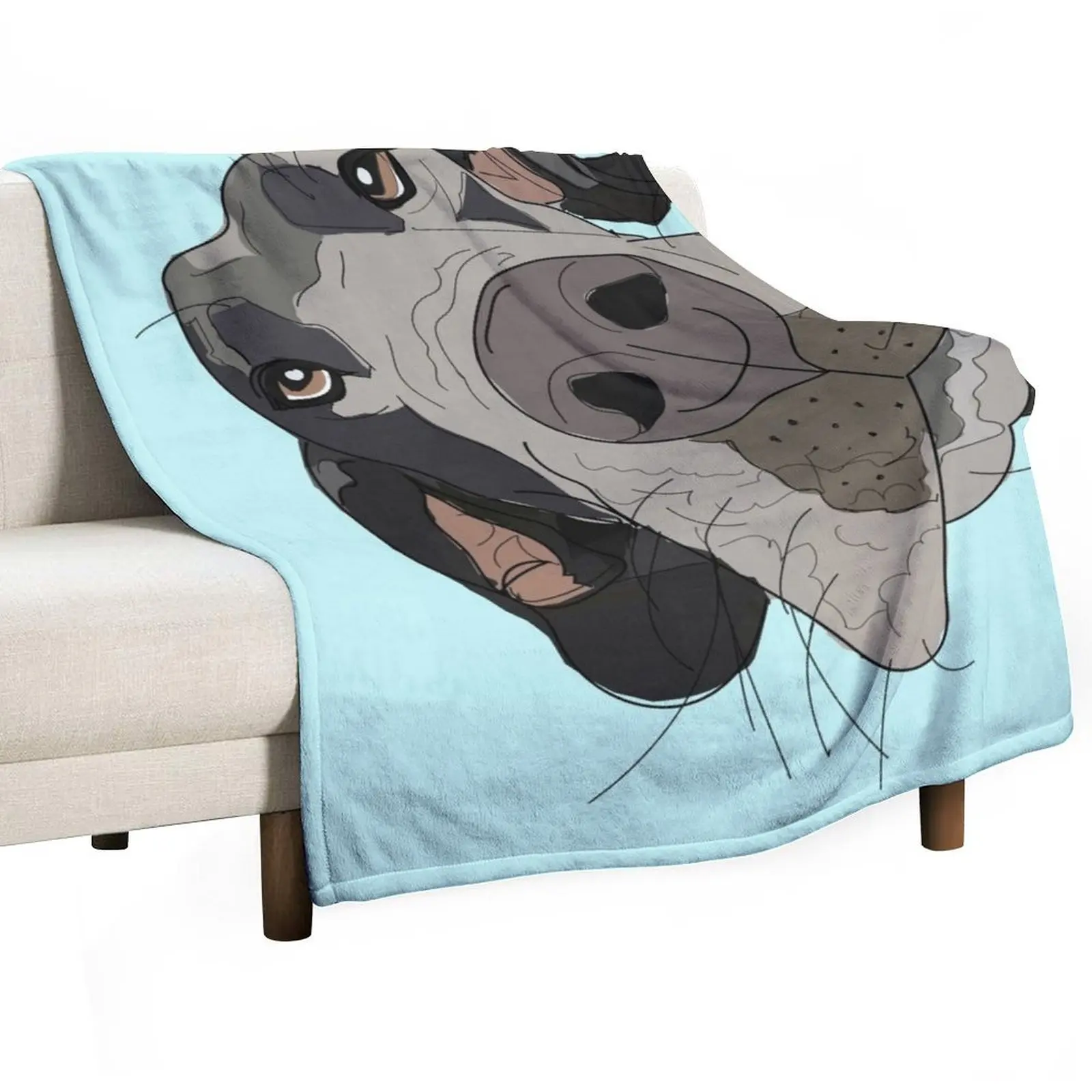 

Great Dane In Your Face (teal) Throw Blanket Fashion Sofas Thins Flannels Warm Blankets